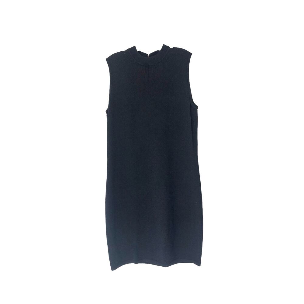 St. John Dress VTG Mature Black Sleeveless Classy Santana Knit Sweater Size 12